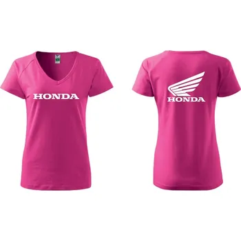 Dámské triko s motivem Honda 2 - Růžové - Velikost XL