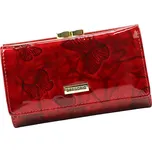 Červená kožená peněženka středních rozměrů s motýlky BTS108