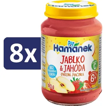 Hamánek Ovocná svačinka Jablko & Jahoda neslazená 8x180g