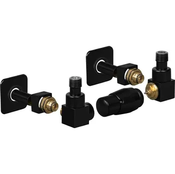 Radiátor CUBE-SET, rohový hranatý ventil (Z2), Černá , Pravá