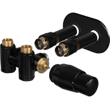 Radiátor THERMCOMB-SET, středový ventil (Z4K) s připojením pro elektrickou tyč, Černá , Pravá