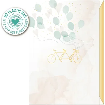 Ražené přání s obálkou Artebene Bike with Balloons