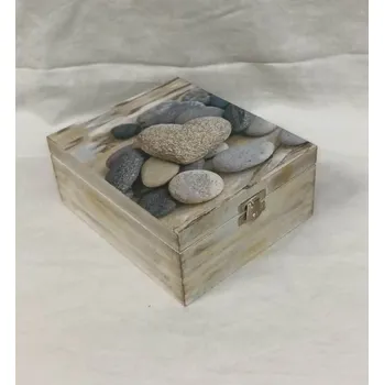 Dárková krabička Dřevěná krabička - 4 přihrádky - Srdce z písku
