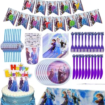 Party dekorace Party papírové nádobí s dekoracemi pro 10 lidí - Ledové království