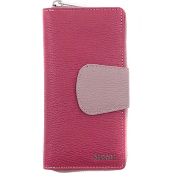 Peněženka Velká dámská kožená peněženka na výšku se zapínáním Segali 7617 Magenta růžová