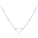 Olivie Zlatý náhrdelník z bílého zlata se srdcem a kuličkami Au 585/1000