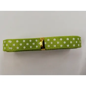 Stuha Rypsová stuha 9mm - zelená s puntíky - balení 4,5m