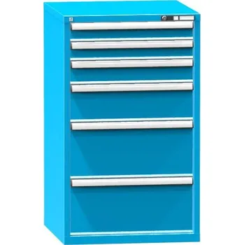 Zásuvková dílenská skříňka, 6 x zásuvka, v x š x h: 1215 x 731 x 780 mm, barva modrá RAL5012