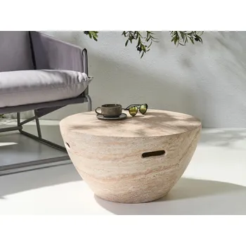 Obývací pokoj Konferenční stolek béžový travertinový efekt MDF dýhovaný povrch kamenný vzhled s úchytkami moderní styl obývací pokoj Beliani