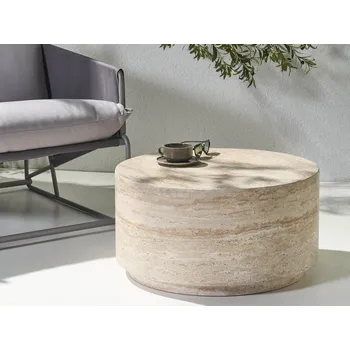 Obývací pokoj Konferenční stolek béžový travertinový efekt MDF dýhovaný povrch kamenný vzhled moderní styl obývací pokoj Beliani