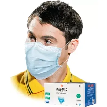 Reis MAS MED jednorázová lékařská rouška 3vrstvá II R modrá 50 Ks