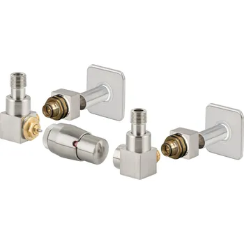 Radiátor CUBE-SET, rohový hranatý ventil (Z2), Nerez, Levá