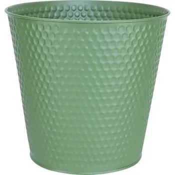 Obal na květináč Obal na květináč kovový kulatý zelený Ø 23 cm x 22 cm
