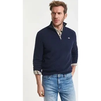 Pánský svetr SVETR GANT MICRO TEXTURE HZ EVENING BLUE