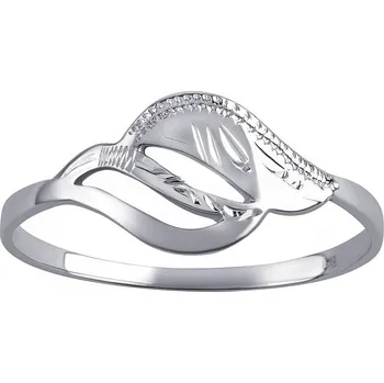 Prsten Stříbrný prsten lístek Chaja s ručním rytím obvod 62 mm