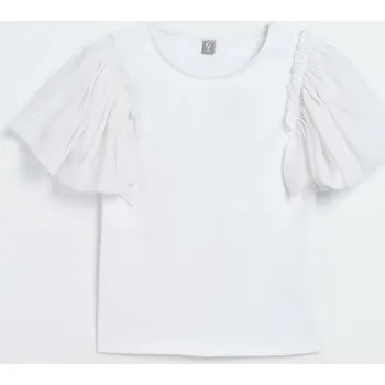 Dívčí tričko Reporter Young | Dívčí bílá halenka s šifonovými rukávy - Barva BÍLÁ, Velikost 164 243-0440G-56-200-1