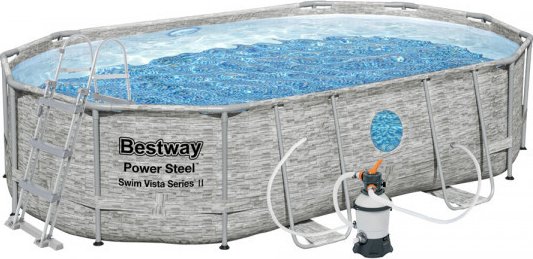 Bestway Bazén Power Steel Stacked Stone Swim Vista 4,88 x 3,05 x 1,07 m - 56946