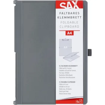 SAX Uzavíratelné psací desky s klipem A4 šedé
