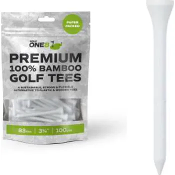 Golfová tyčka GOLF ONE8 týčka Premium 100% Bamboo Golf Tees 83mm (3a1/4") - bílá 100ks