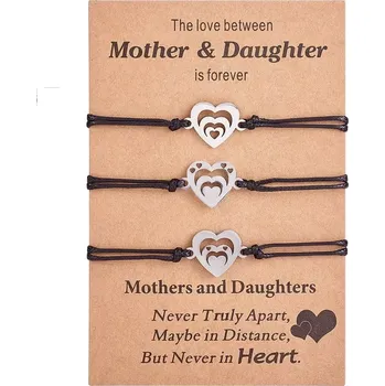 Náramek Náramek přátelství pro tři - Máma a dcera navždy - na dárkové kartě - 3 ks