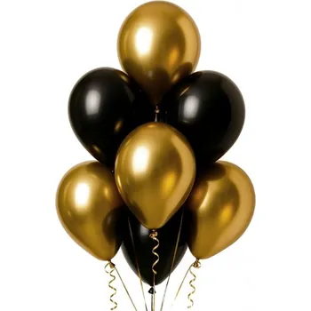 Balónek Balonkový buket černo-zlatý – 7 ks, 30 cm