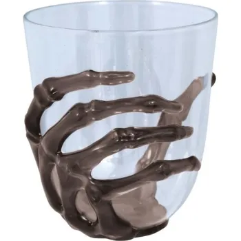 Party dekorace Plastová sklenka Halloween - Black Skeleton 9,5 cm