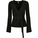 Ladies Rib Knit Wrapped Cardigan - black 5XL