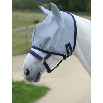 Vybavení pro koně Bucas Maska proti hmyzu Buzz-Off Bucas, s ochranou uší, silver/navy PONY