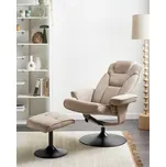 Polohovací otočné křeslo taupe látkové čalounění s podnožkou kovový rám retro design Beliani