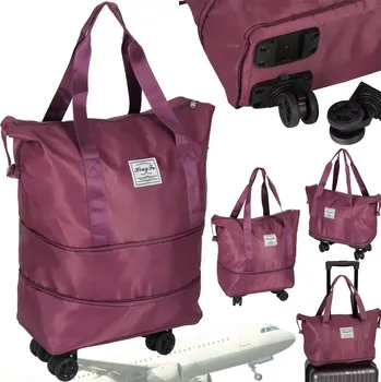KIK Skládací cestovní taška s přídavnými kolečky 50 l vínová