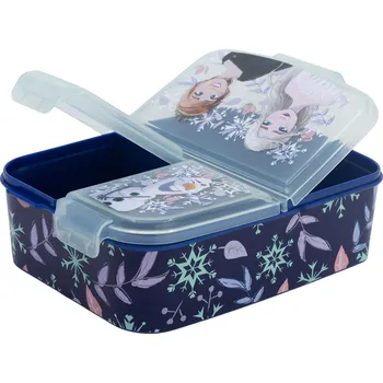 Svačinový box Storline Dětský svačinový box FROZEN 3 přihrádky modrý