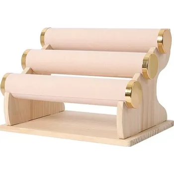 Šperkovnice Třívrstvý odnímatelný dřevěný stojan na šperky Růžový Fuzio 2209231342383229s2