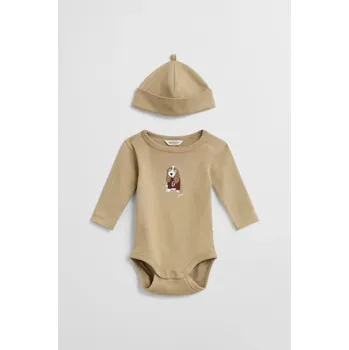 Dětská móda DĚTSKÝ SET GANT DOG PRINT BODY & BEANIE DARK KHAKI