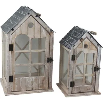 Svícen Dřevěná lucerna, S/2 D7208