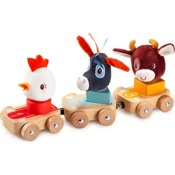 Výuková hračka Lilliputiens - set 3 dřevěných autíček - Farma