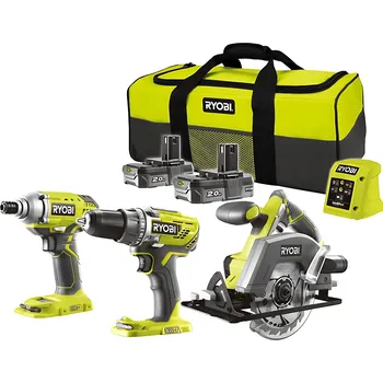 Ryobi R18DDIDCSP-220S aku 18 V set (R18IDP + R18DD3 + RWSL1801 + 2 x 2 Ah baterie + nabíječka + taška)