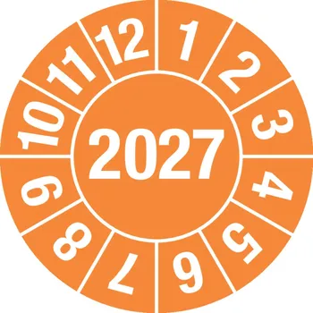 Samolepící etiketa Kontrolní štítek 2027, oranžový, fólie samolepicí, 25 mm, BJ = 5 x 15 kusů