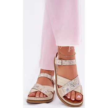 Dámské sandále Kožené dámské sandály na platformě Maciejka L7064-04 Barva: Béžová, Velikost: 41