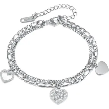 Náramek Dámský Dvojitý náramek z nerezové oceli Figaro Stříbrný Impress Jewelry GS1531s1