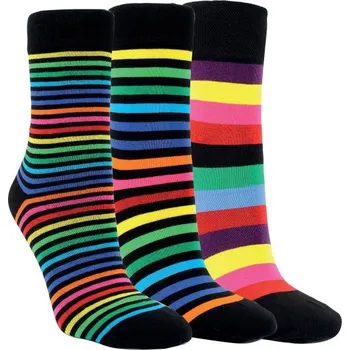 Pánské ponožky RS bavlněné zdravotní barevné pruhované duhové ponožky jemný svěr mix 43-46