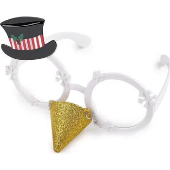 Vánoční párty / karnevalové brýle sněhulák, sob s nosem, barva 1 bílá