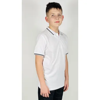 Reporter Young | Chlapecké bílé polo tričko s kontrastními detaily, krátký rukáv - Barva BÍLÁ, Velikost 152 243-0441B-17-200-1