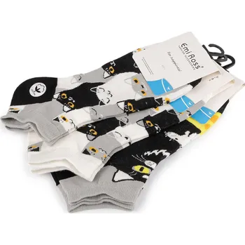 Dámské ponožky Dámské bavlněné ponožky kotníkové kočky Emi Ross