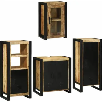 Koupelnový nábytek Sada koupelnového nábytku 4 pcs Hnědá Masivní mangové dřevo Hnědá3305702