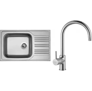 Nerezový dřez Set Sinks STAR 780 XXL V matný+ baterie Baterie: VITALIA + Dárek