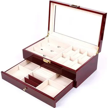 Šperkovnice Dvoupatrový Box na hodinky brýle i šperky Bordový BMD 190114114702_PD201