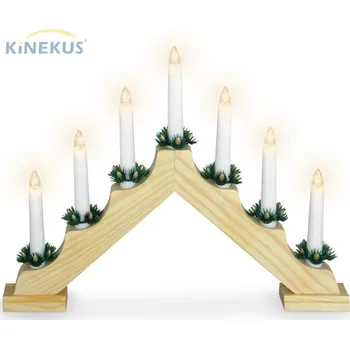 Vánoční svícen Svícen vánoční 7 LED svíček, elektrický, dřevo