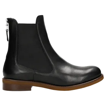 Dámské polobotky Černé Kožené Kotníkové Boty Dámské S Vysokým Svrškem Wojas 5536851 37