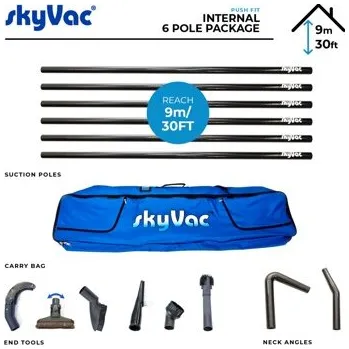 Tyč k vysavači Modulární sací trubky SkyVac Push-Fit 44 mm — sada 9 m (6 dílů, karbon)