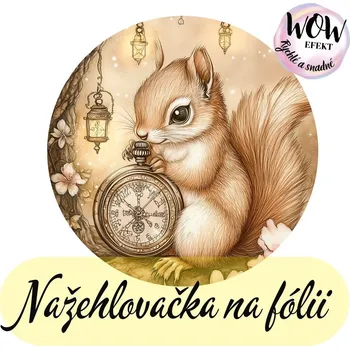 Nažehlovačky na fólii Nažehlovačka na fólii, VEVERKA a čas kulatá, 6,7x6,8 cm, 1 kus